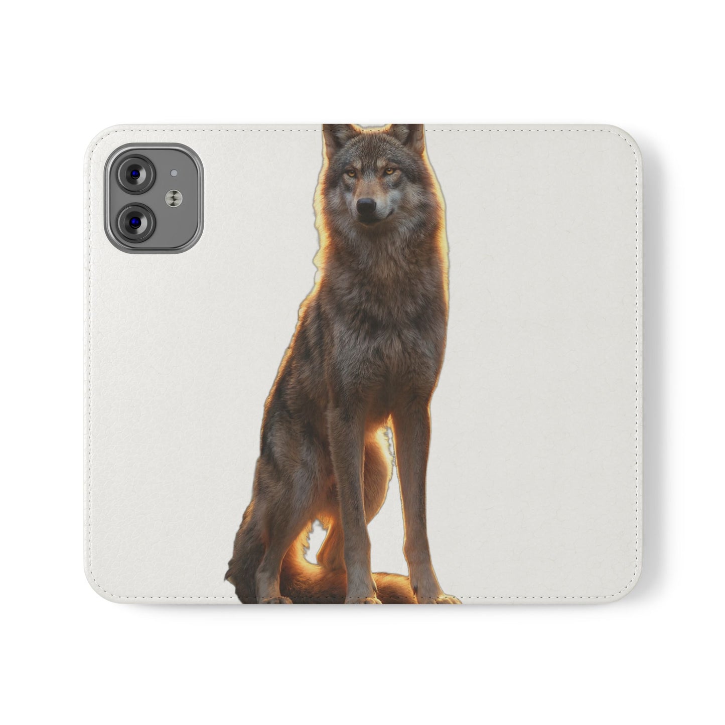 Sunlit Wolf Flip Cases – Golden Hour Sentinel Portrait