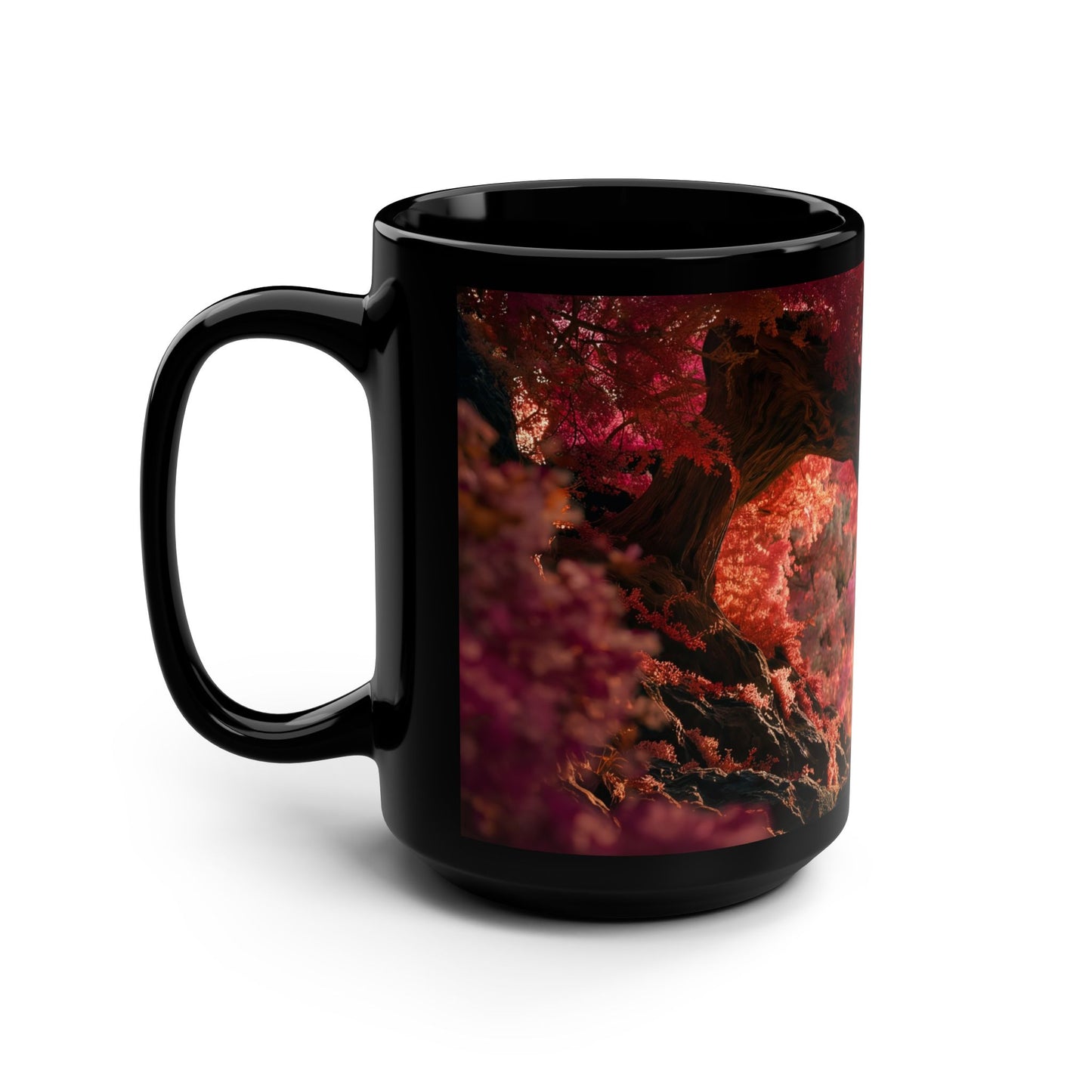 Crimson Heart Archway Black Mug, 15oz – Pink Canopy Love Nest