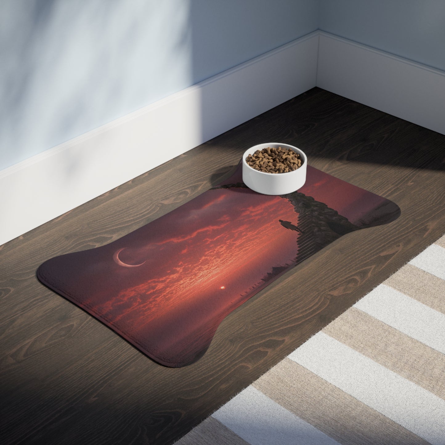 Twilight Staircase Pet Feeding Mats – Mossy Steps to the Horizon