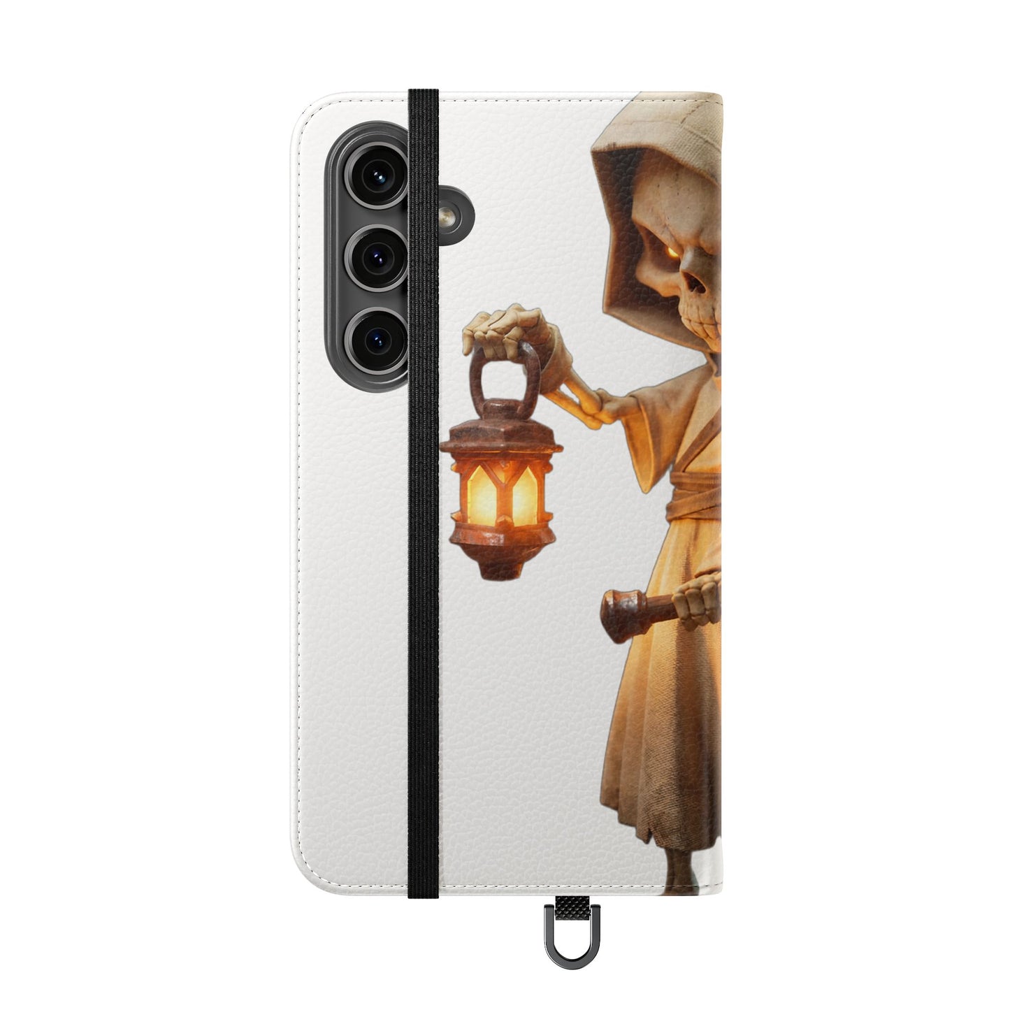 Lantern-Bearing Sentinel Flip Cases – Hooded Guardian with Scythe and Warm Glow