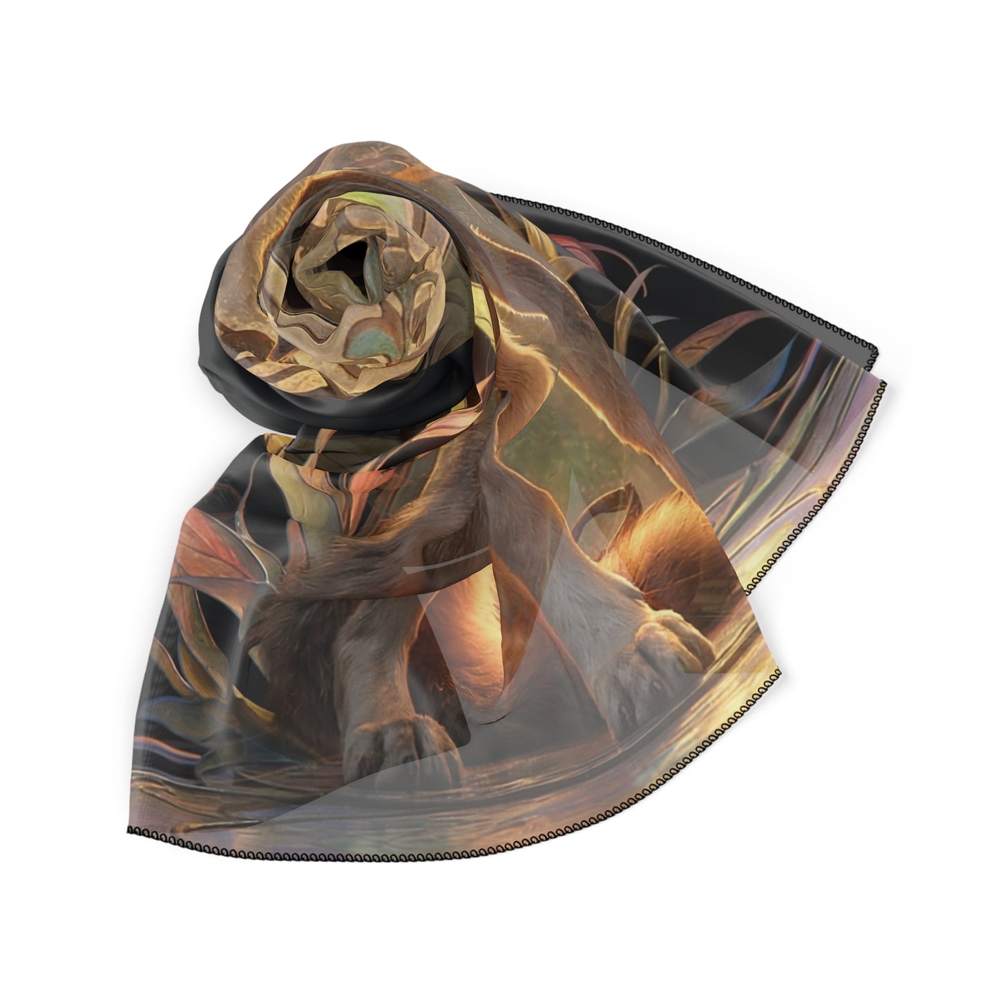 Wolf Throne Poly Scarf – Luminescent Guardian of the Twilight