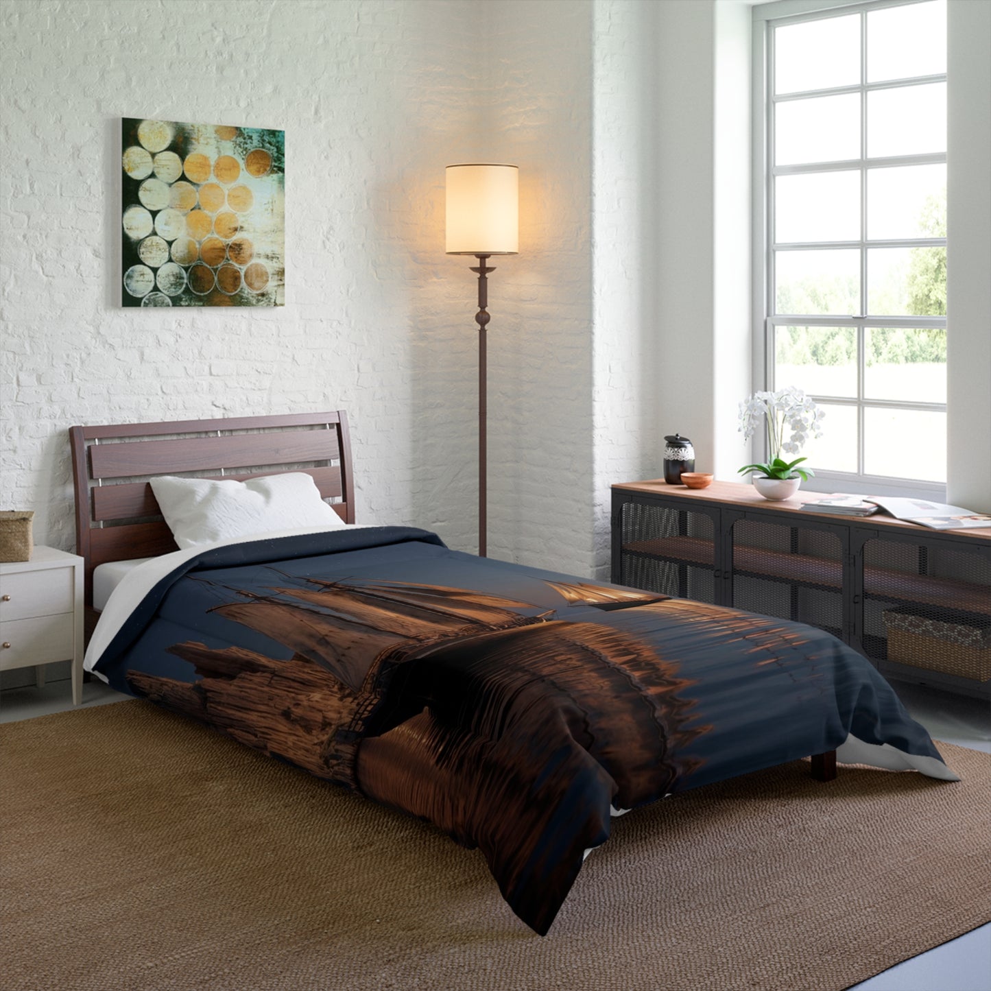 Starlit Sailors Comforter – Moonlit Passage Between Jagged Peaks
