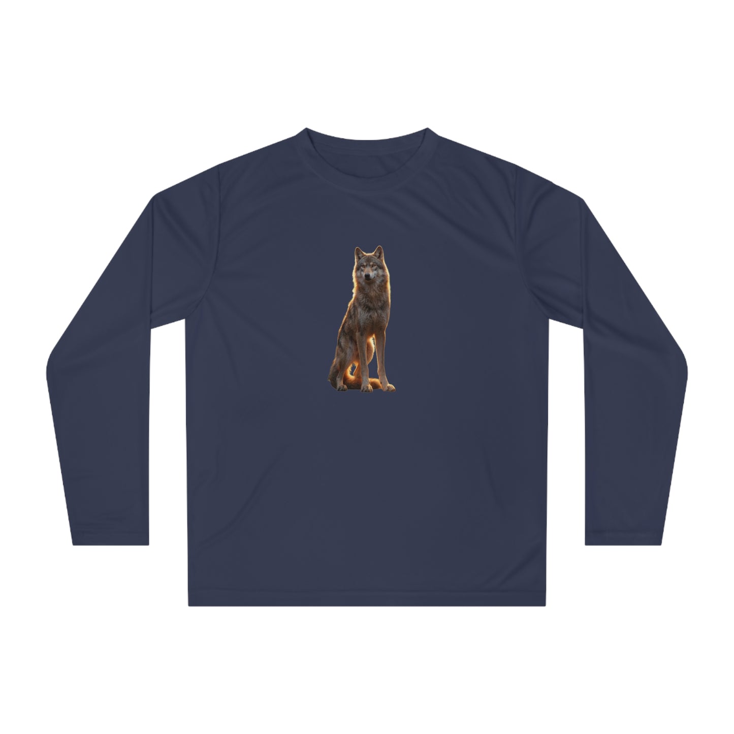 Golden Hour Wolf Unisex Performance Long Sleeve Shirt – Silent Watcher at Twilight