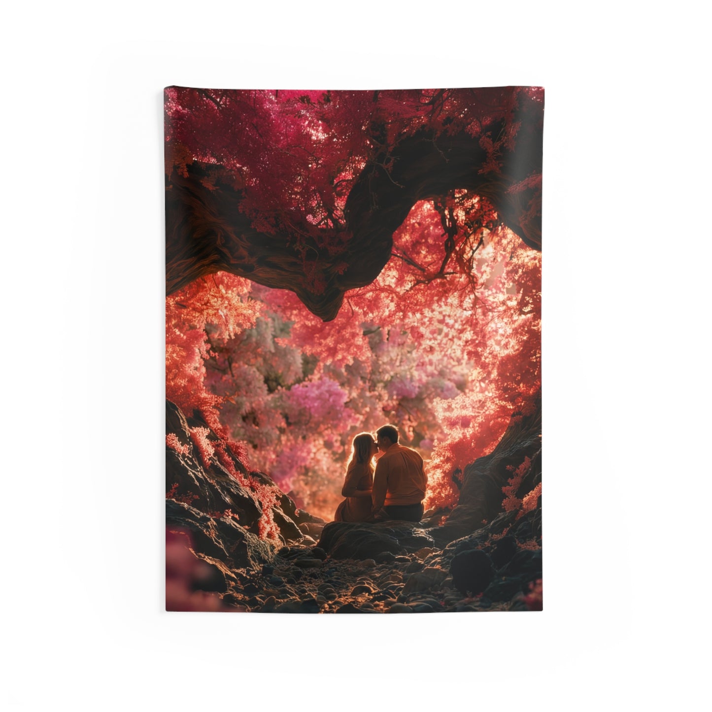 Crimson Canopy Love Tapestries – Whispers of the Pink Grove
