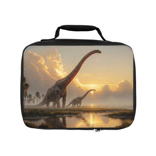 Dinosaur Dawn Lunch Bag – Prehistoric Serenity at Sunset