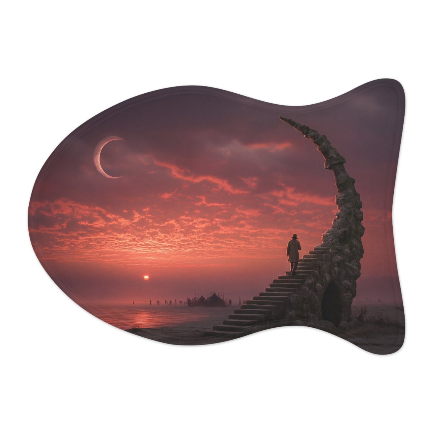 Twilight Staircase Pet Feeding Mats – Mossy Steps to the Horizon