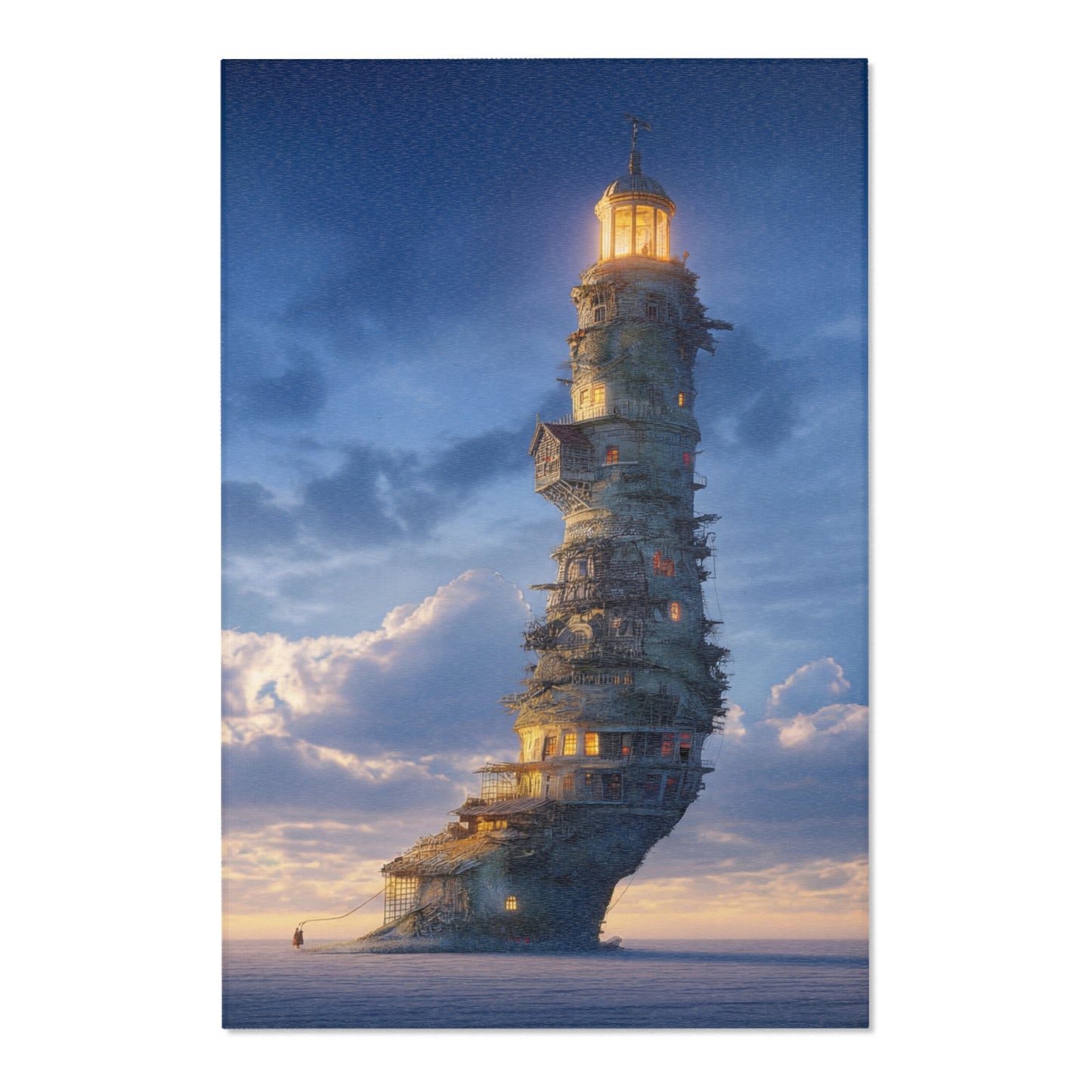 Aerial Lighthouse Area Rug – Twilight Skywatcher Dreamscape