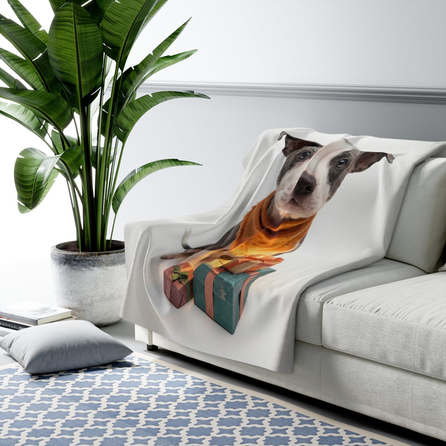 Gift-Wrapped Puppy Sherpa Fleece Blanket – Warmth with a Whimper