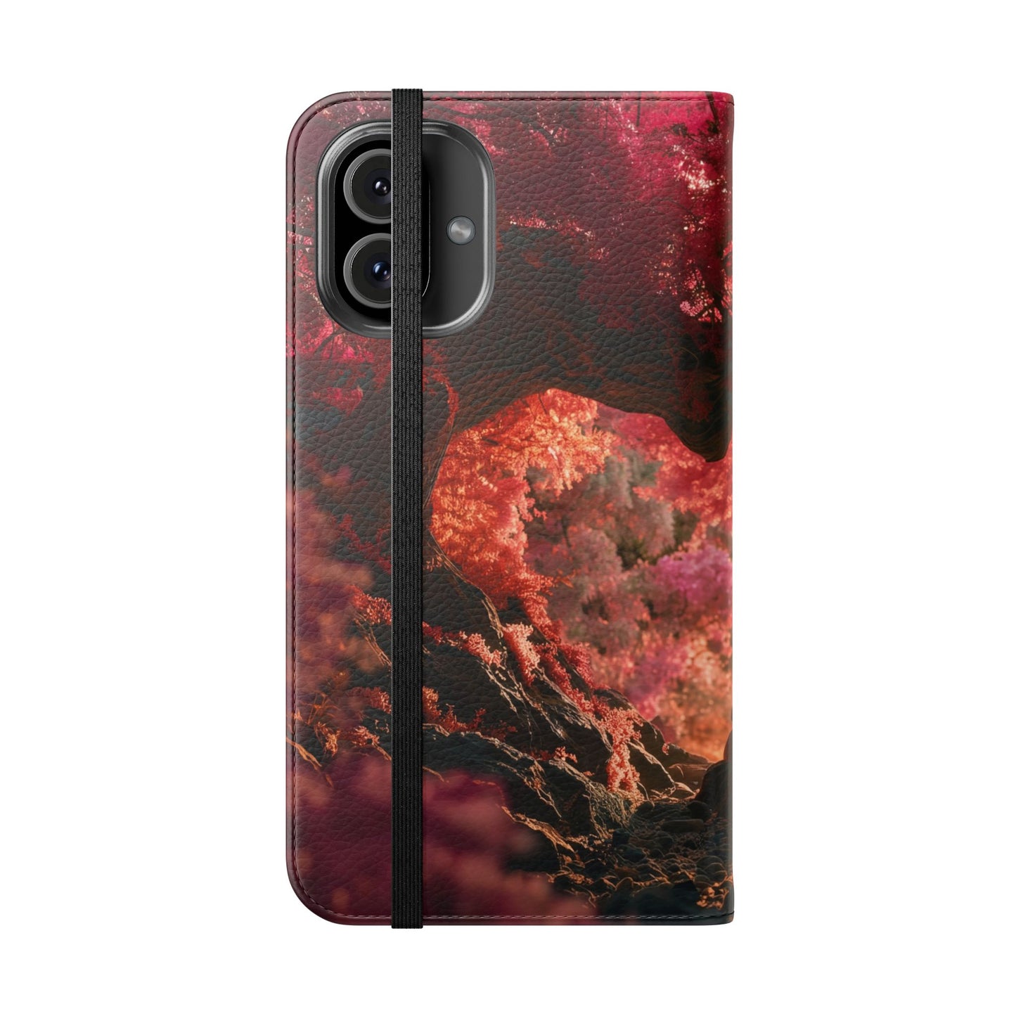 Crimson Arch Flip Cases – Heart-Shaped Canopy Romance