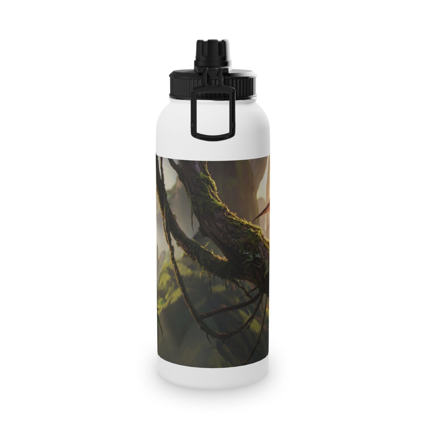 Winged Siamese Kittens Stainless Steel Water Bottle, Sports Lid – Sunlit Grove Whispers