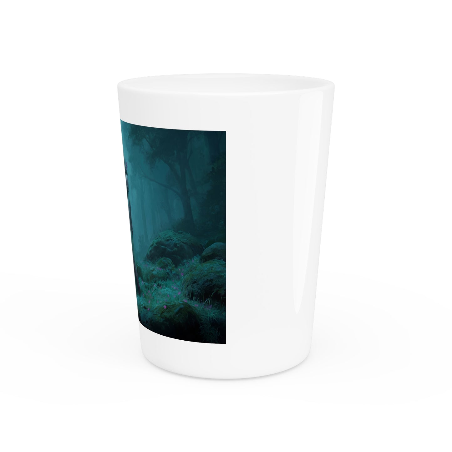 Moonlit Elf Sentinel Shot Glass – Glowing Blade Guardian