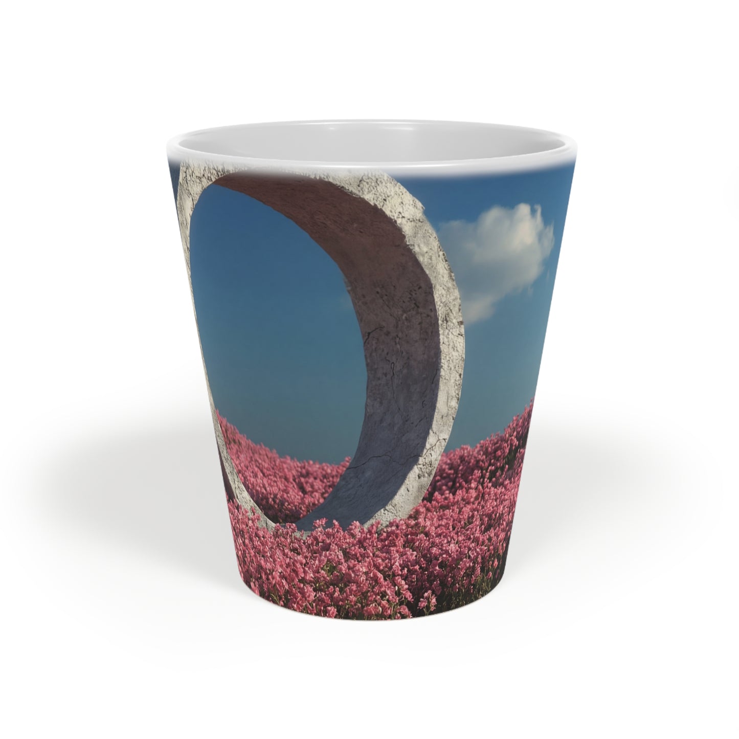 Stone Ring Flower Field Latte Mug, 12oz – Ethereal Portal Landscape