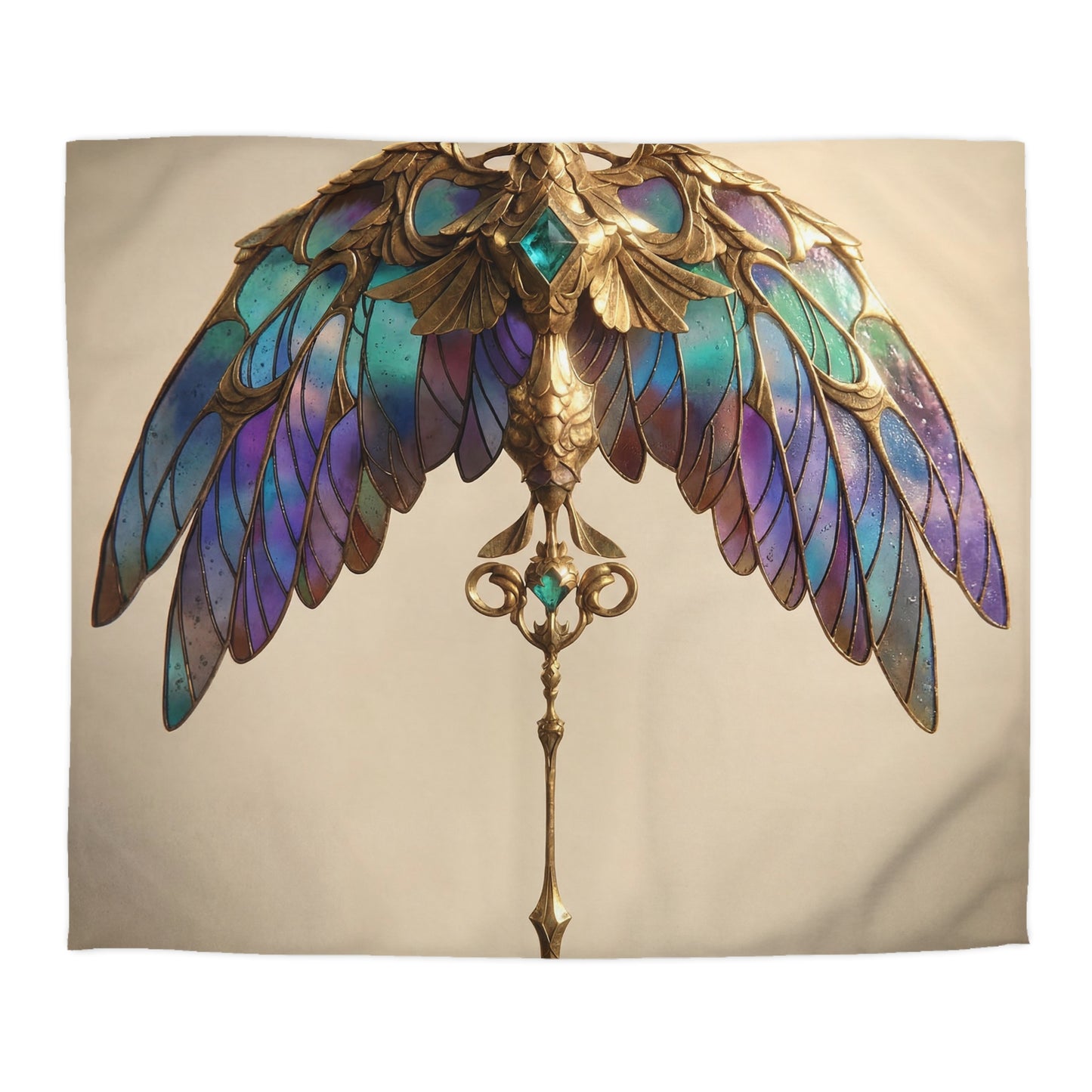 Celestial Phoenix Key Duvet Cover – Wings of Starlit Glass
