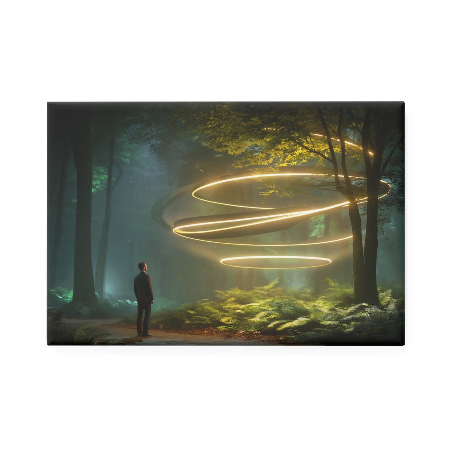 Forest Light Spiral Button Magnet, Rectangle (1 & 10 pcs) – Luminous Vortex Sentinel