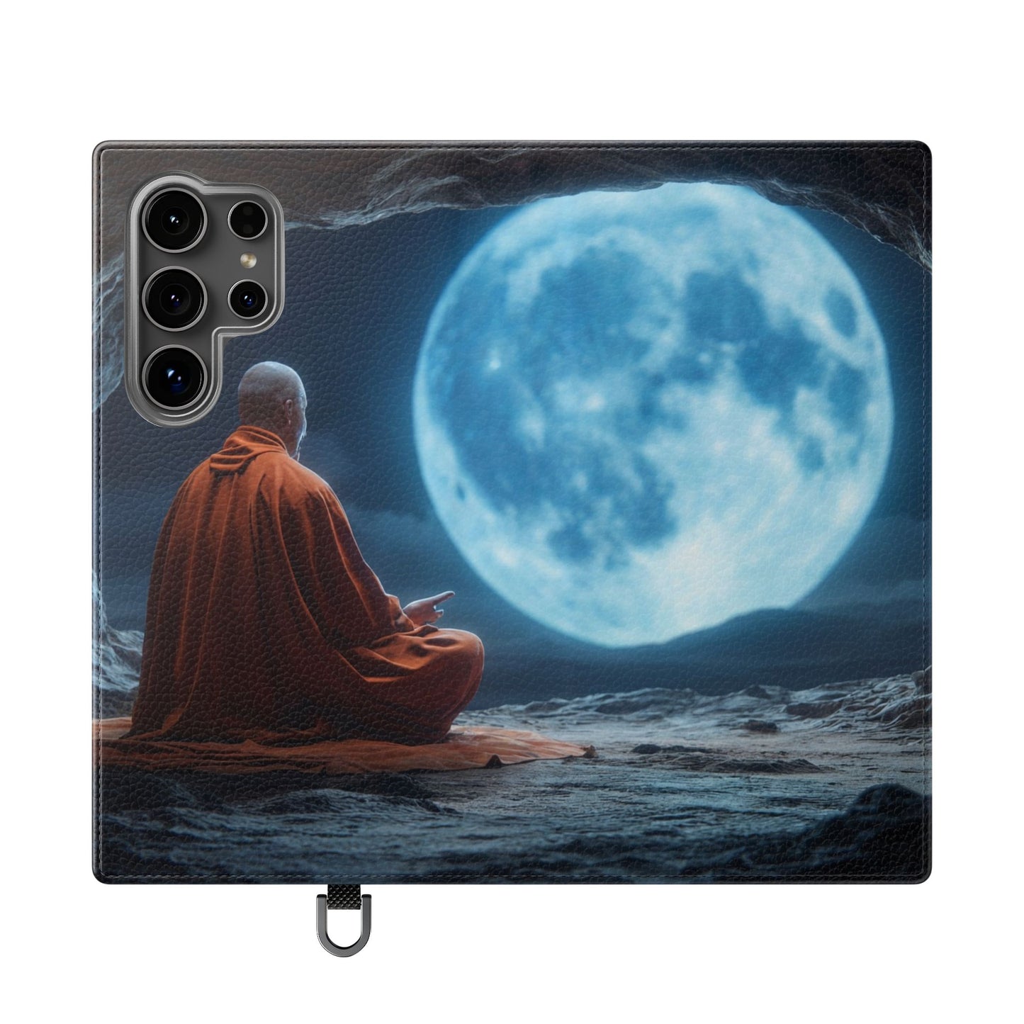 Lunar Meditation Flip Cases – Serene Monk Under Moonlight
