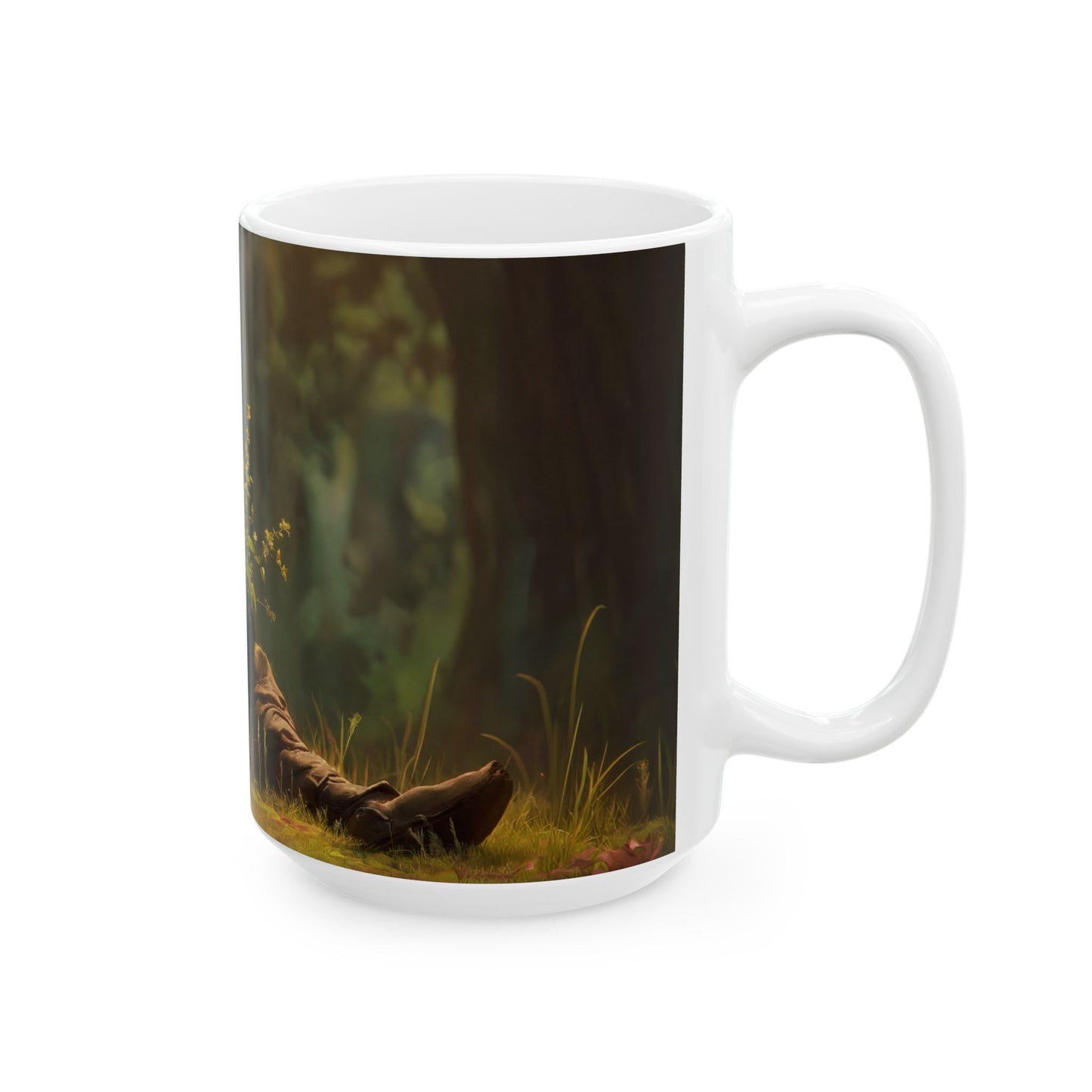 Forest Sentinel Ceramic Mug – (11oz, 15oz) Glowing Eye in the Verdant Glow
