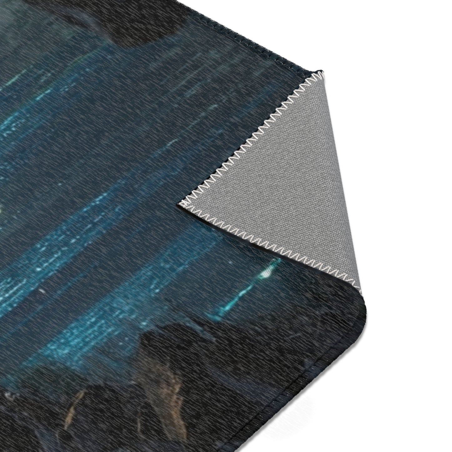 Whispering Forest Stream Rug – Azure Luminescence Dreamscape