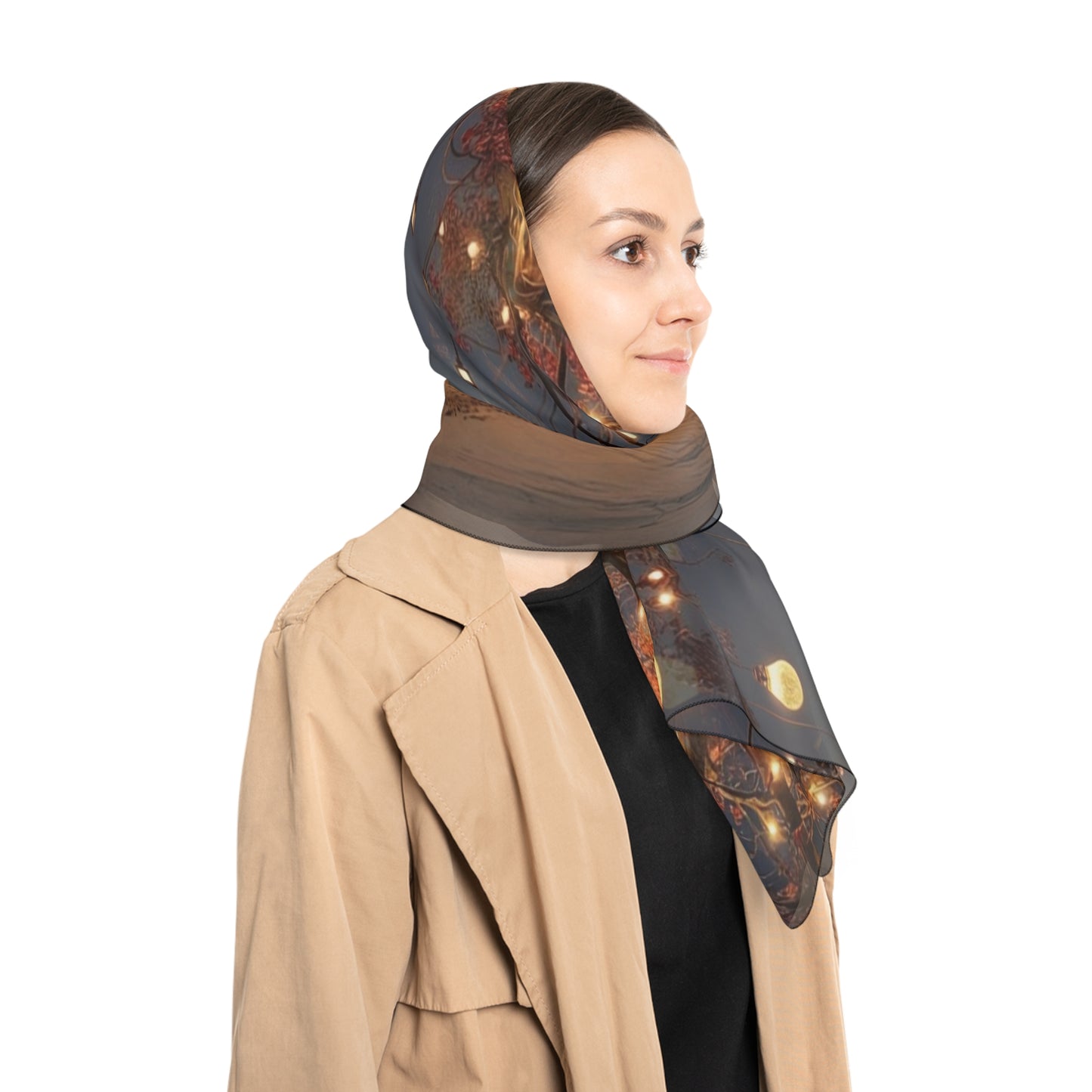 Luminous Wisp Tree Poly Scarf – Desert Night Bloom