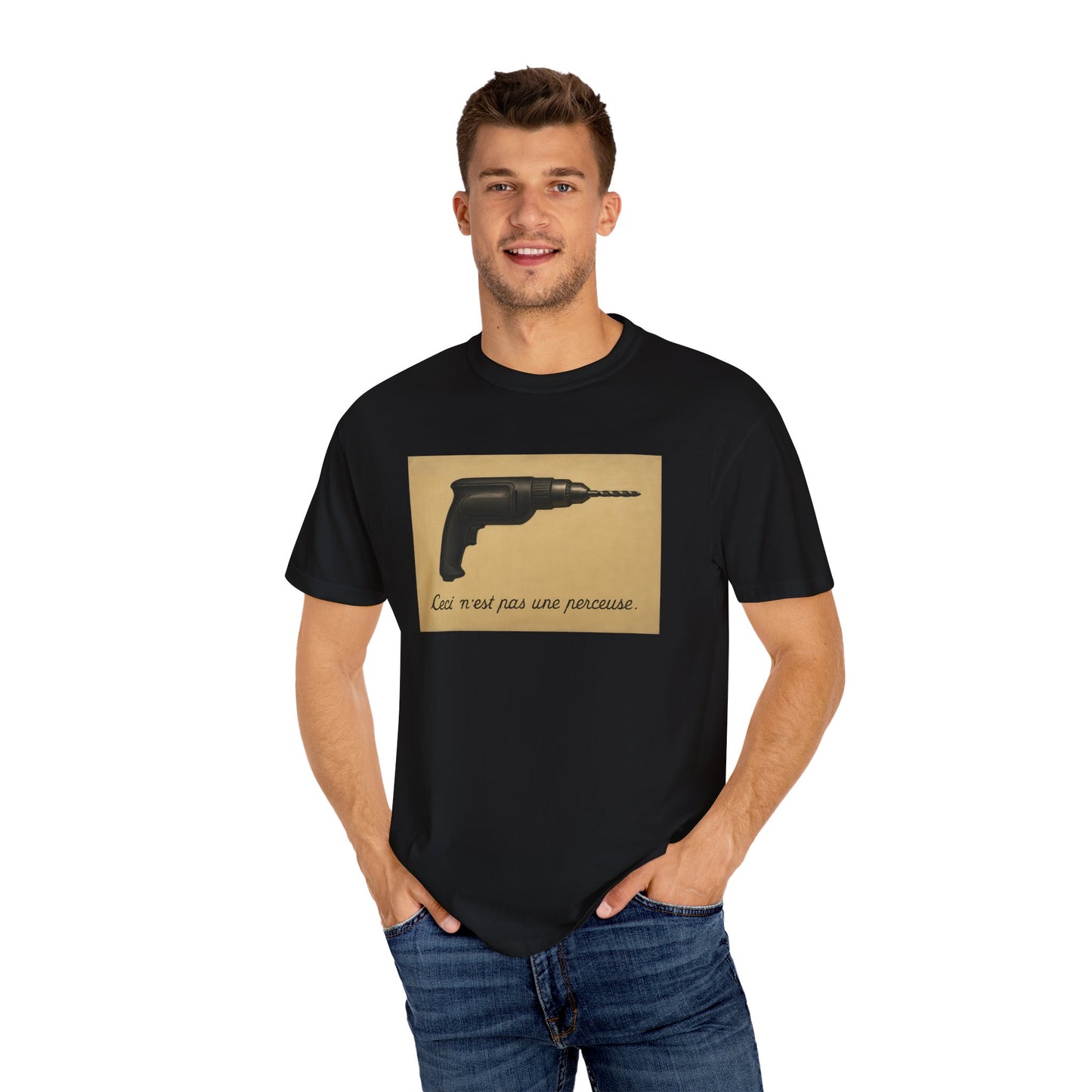 Drill Gun Art - French Typography T-Shirt