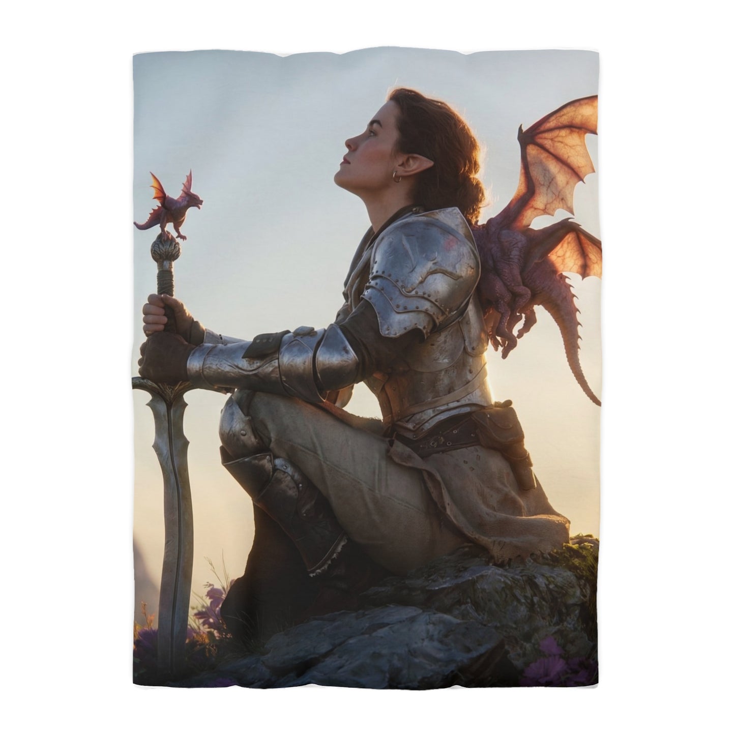 Dragon-Scale Sentinel Microfiber Duvet Cover – Sunset Peak Alliance