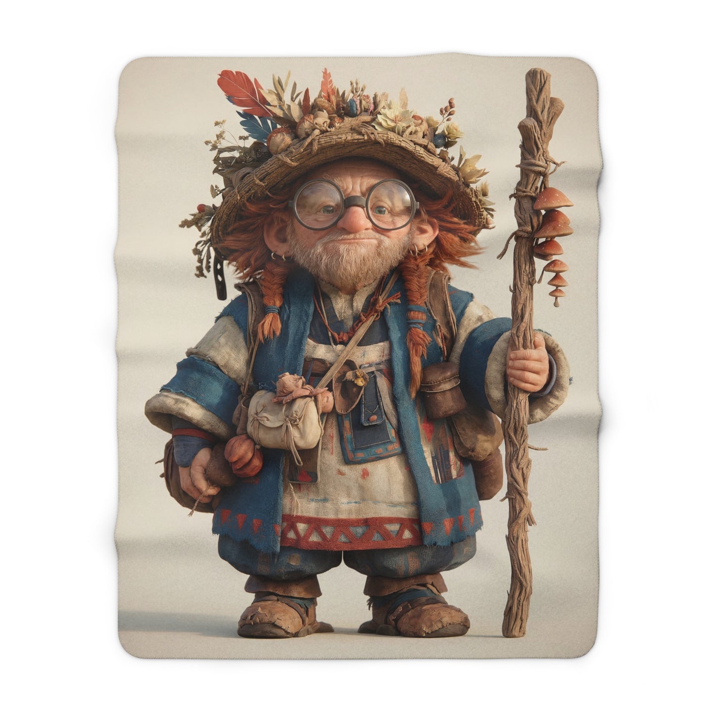 Herbalist Wanderer Sherpa Fleece Blanket – Warmth of the Wildwood Path