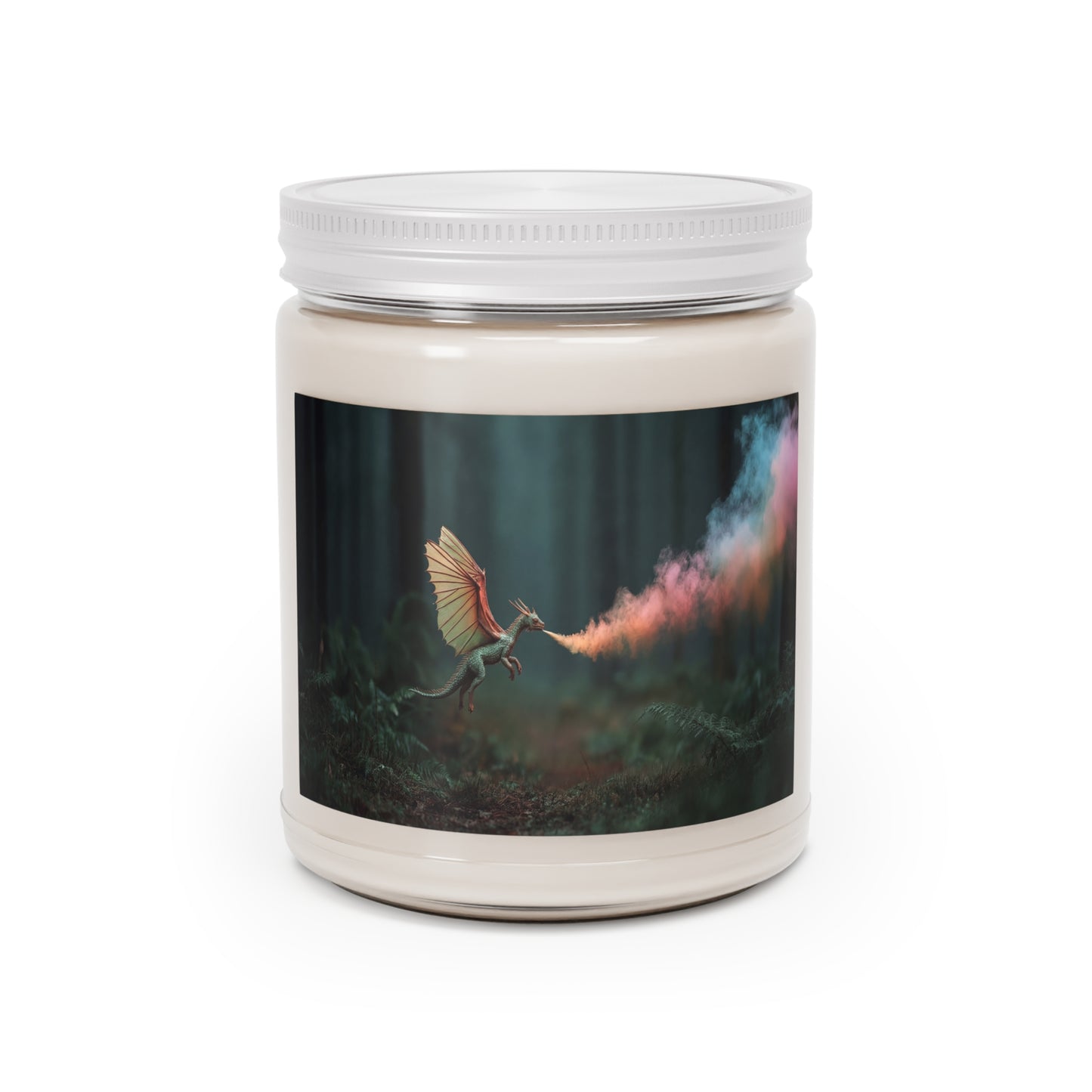 Chromatic Dragon Scented Soy Candles with White Lid, 9oz – Forest Fireworks in a Jar