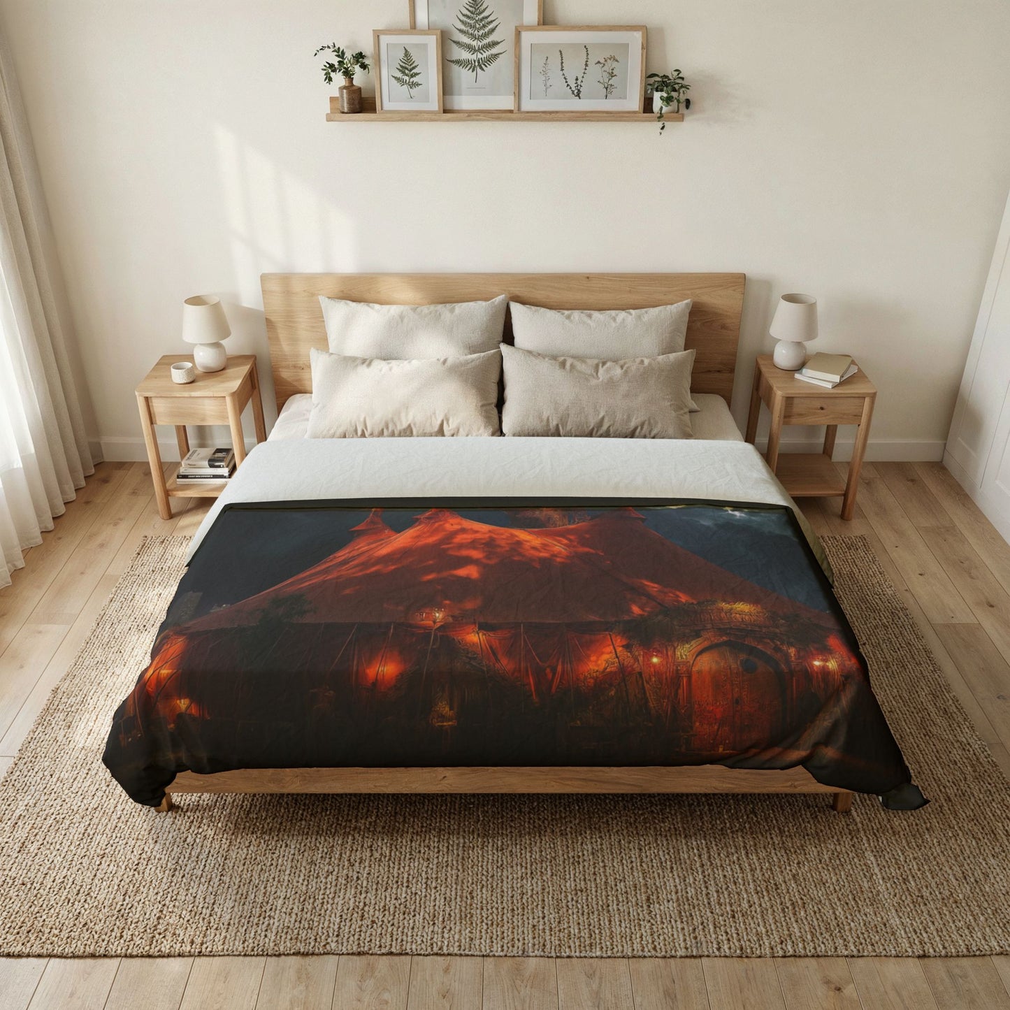 Circus Castle Cotton Duvet Cover – Crimson Top Spire Nightscape