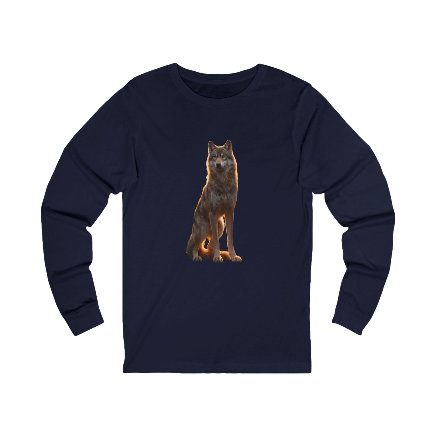 Golden Hour Wolf Jersey Long Sleeve Tee – Watchful Guardian Portrait