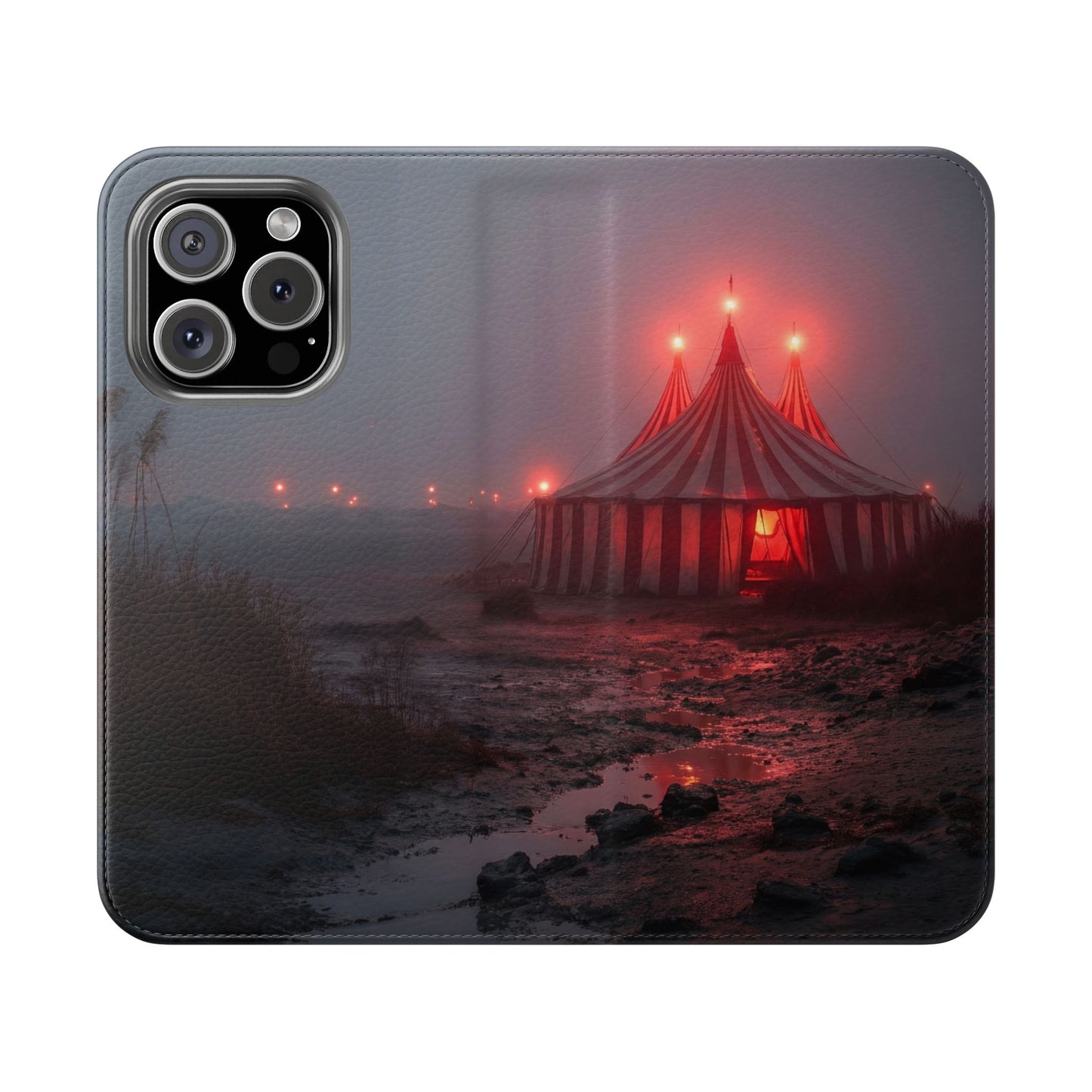 Crimson Circus Tent Flip Cases – Misty Coastside Lantern Scene