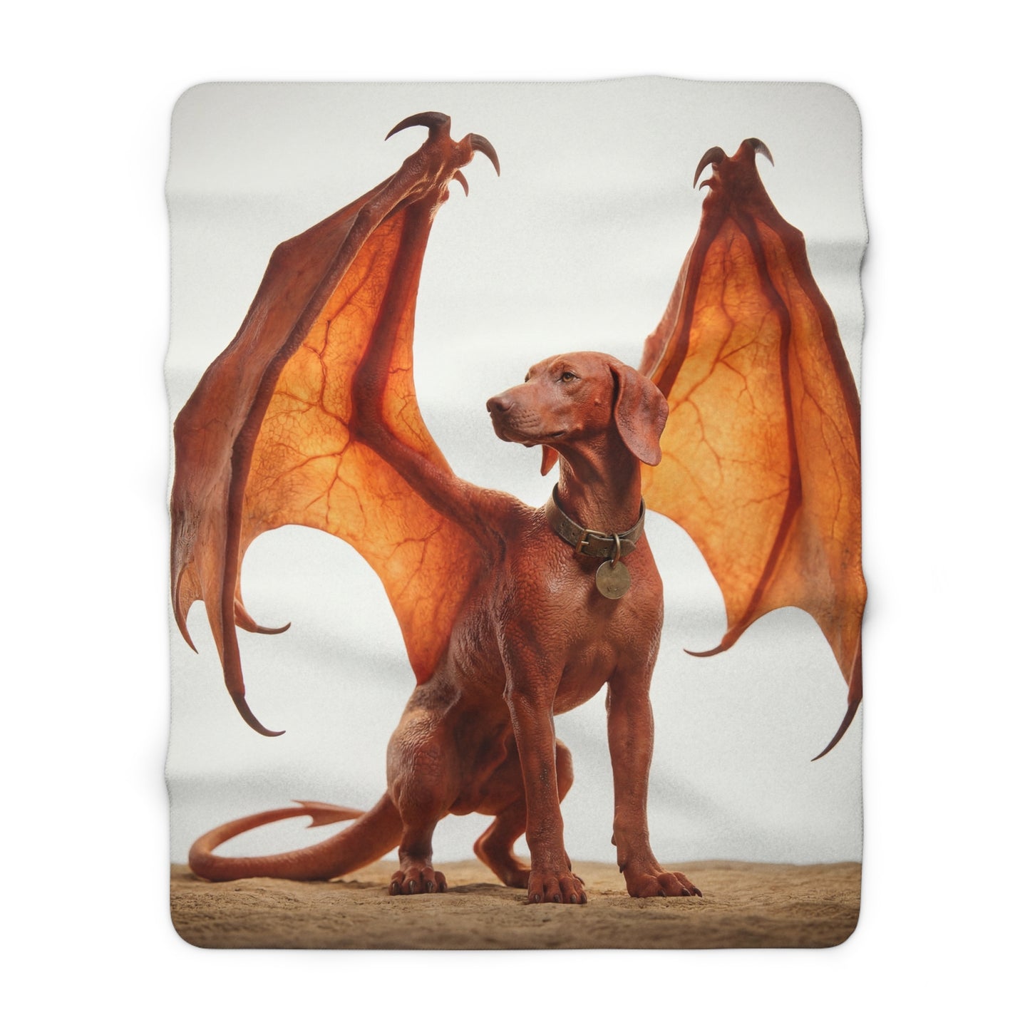 Winged Dog Sherpa Fleece Blanket – Amber Guardian Sentinel