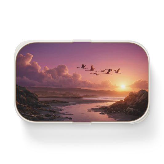 Sunset Flamingo Flight Bento Lunch Box – Pink Sky Migration