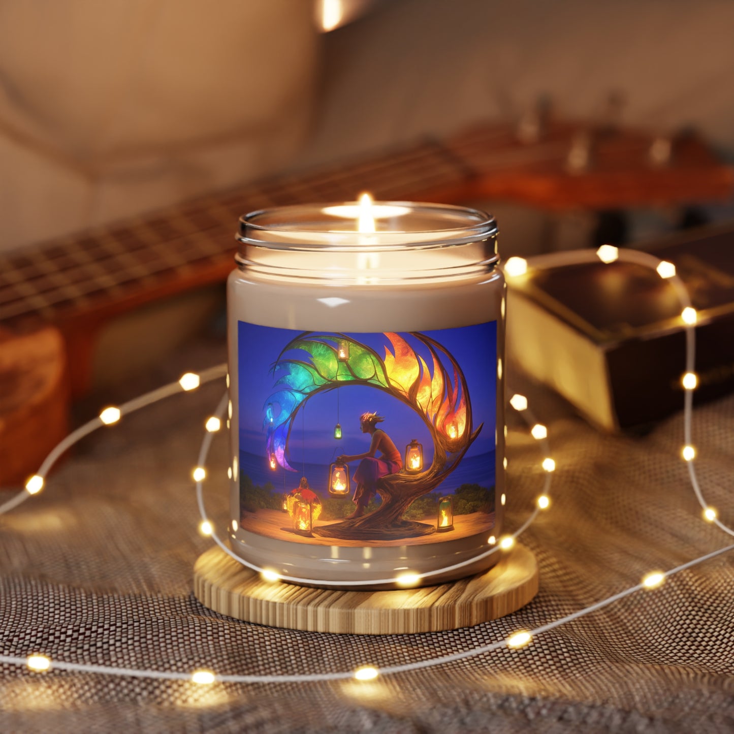 Rainbow Phoenix Lantern Scented Soy Candles with White Lid, 9oz – Sunset Sanctuary Glow