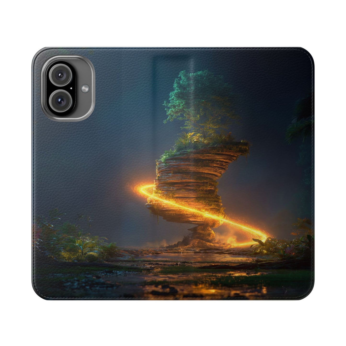 Luminous Floating Island Flip Cases – Amber Twilight Sanctuary