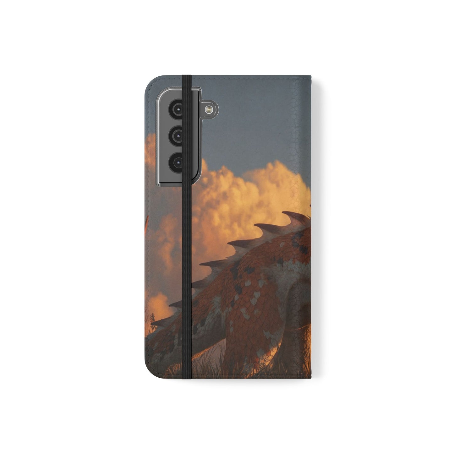 Gilded Dragon Flip Cases – Amber Sunset Guardian
