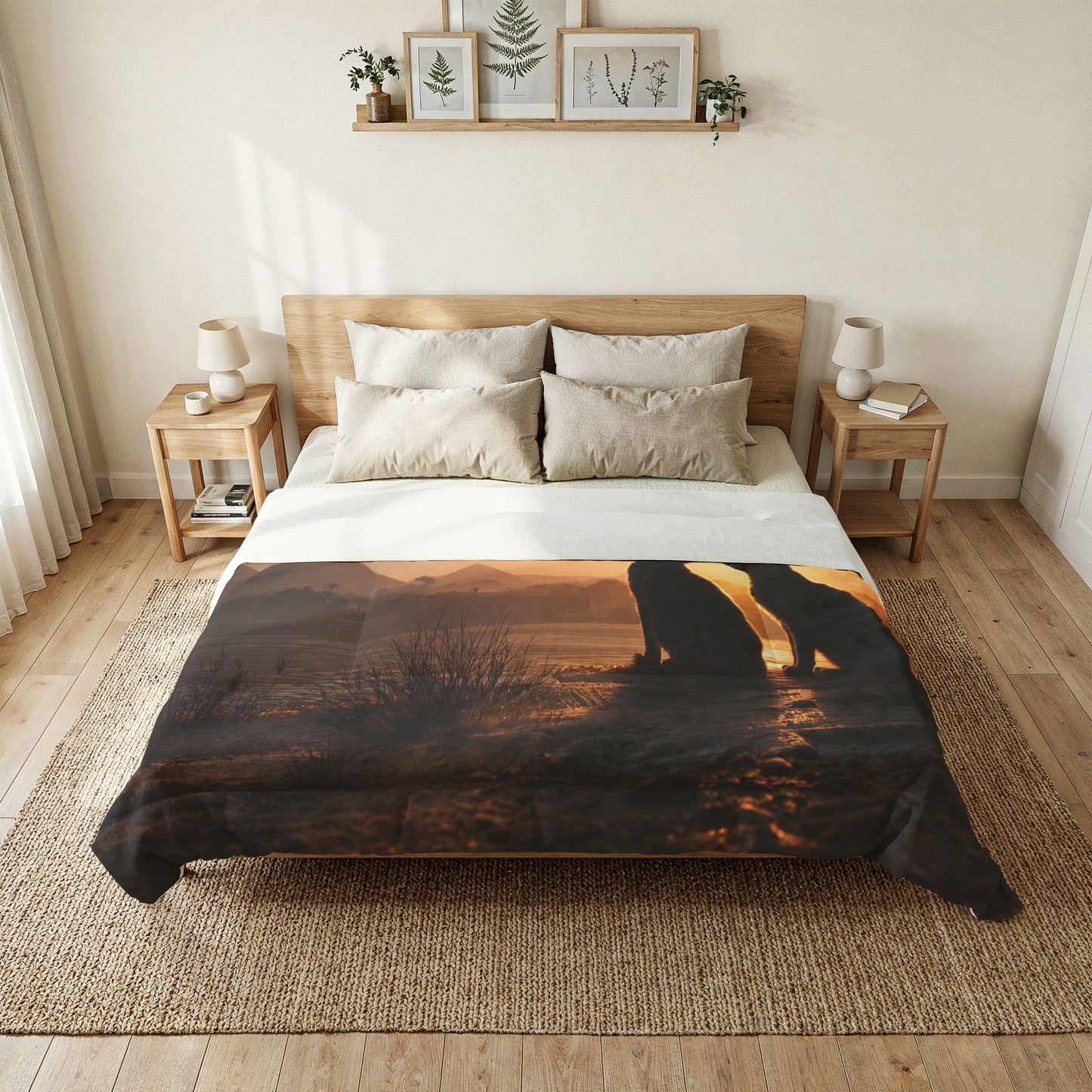 Starlit Pyramids Twin Cats Comforter – Desert Sunset Galaxy Dreamscape