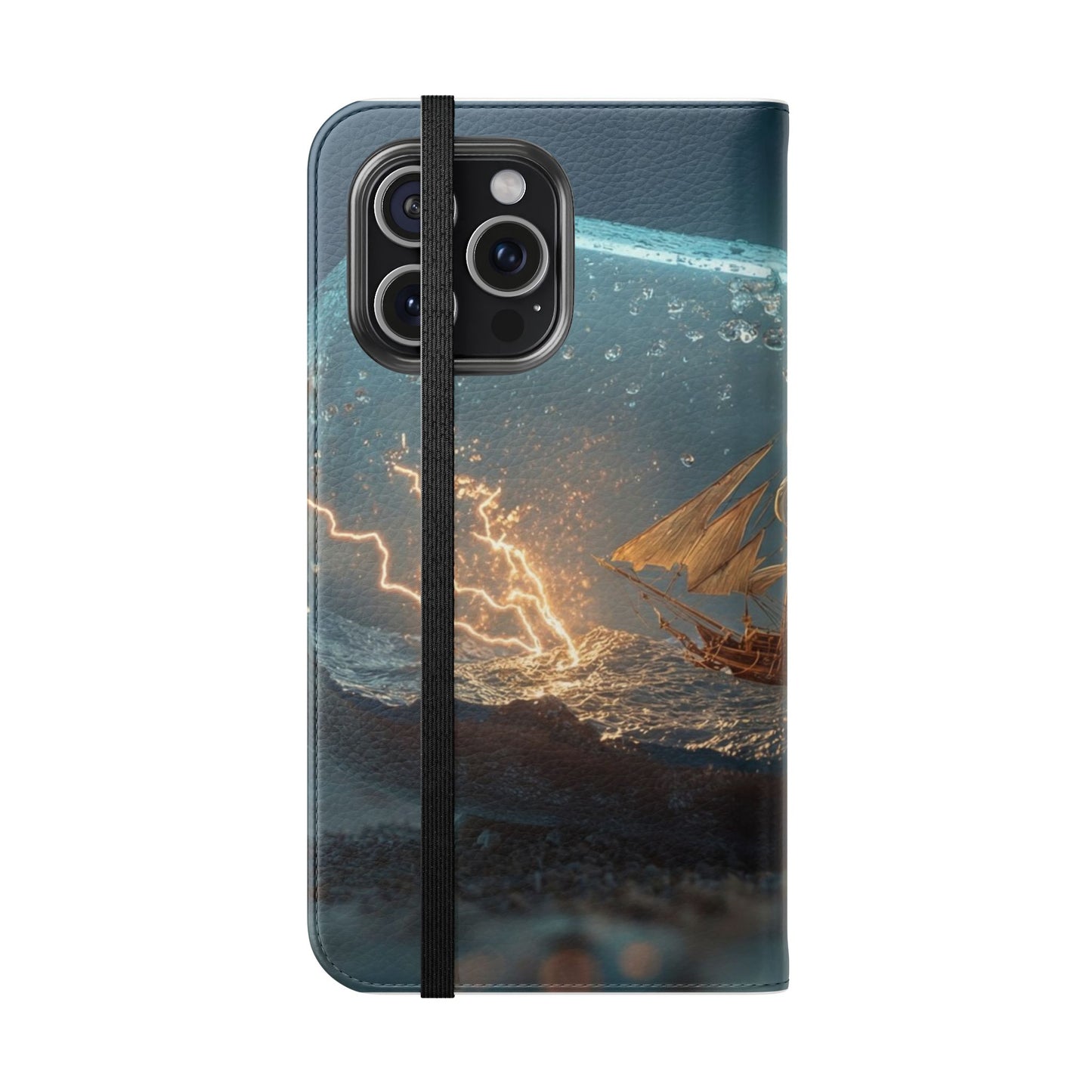 Storm-Struck Galleon Flip Cases – Lightning Inside Glass Bottle