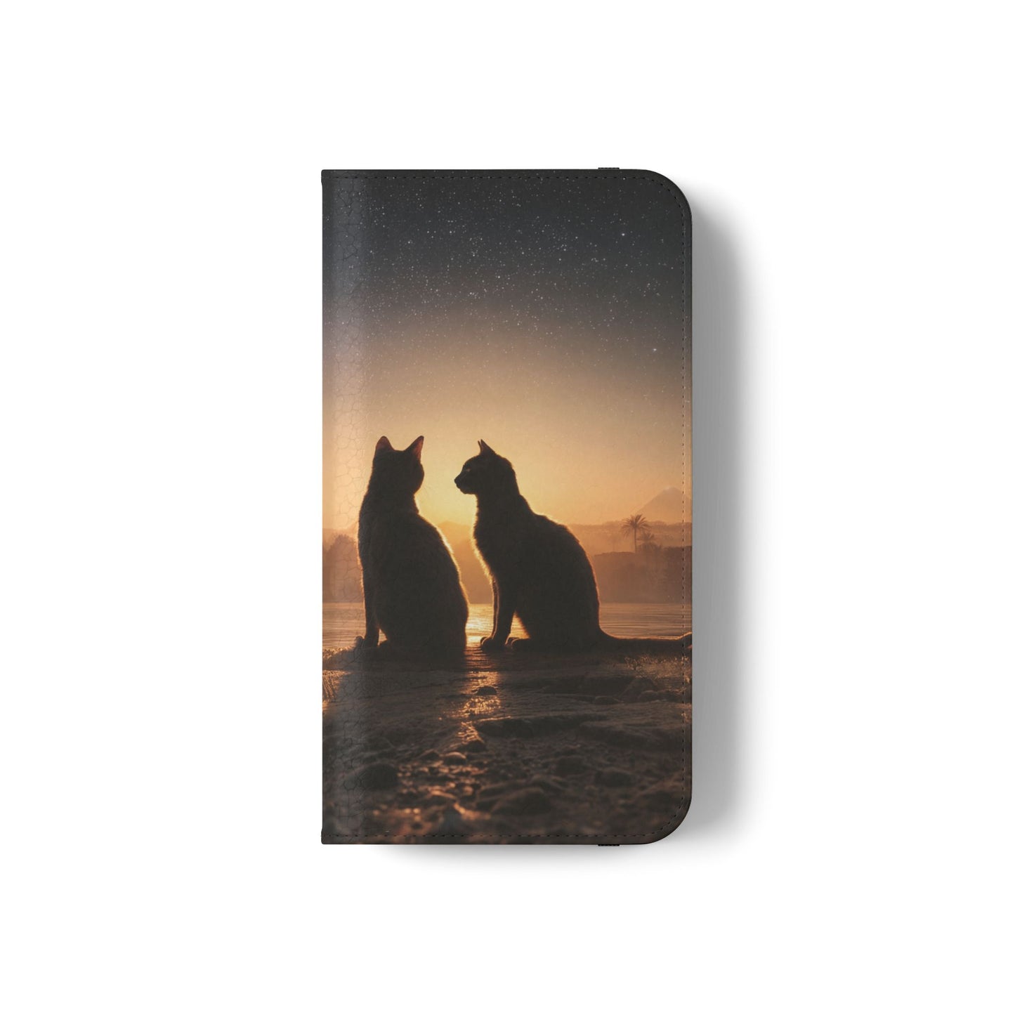 Pharaoh Cats Flip Cases – Starry Nile Guardians on the Bank