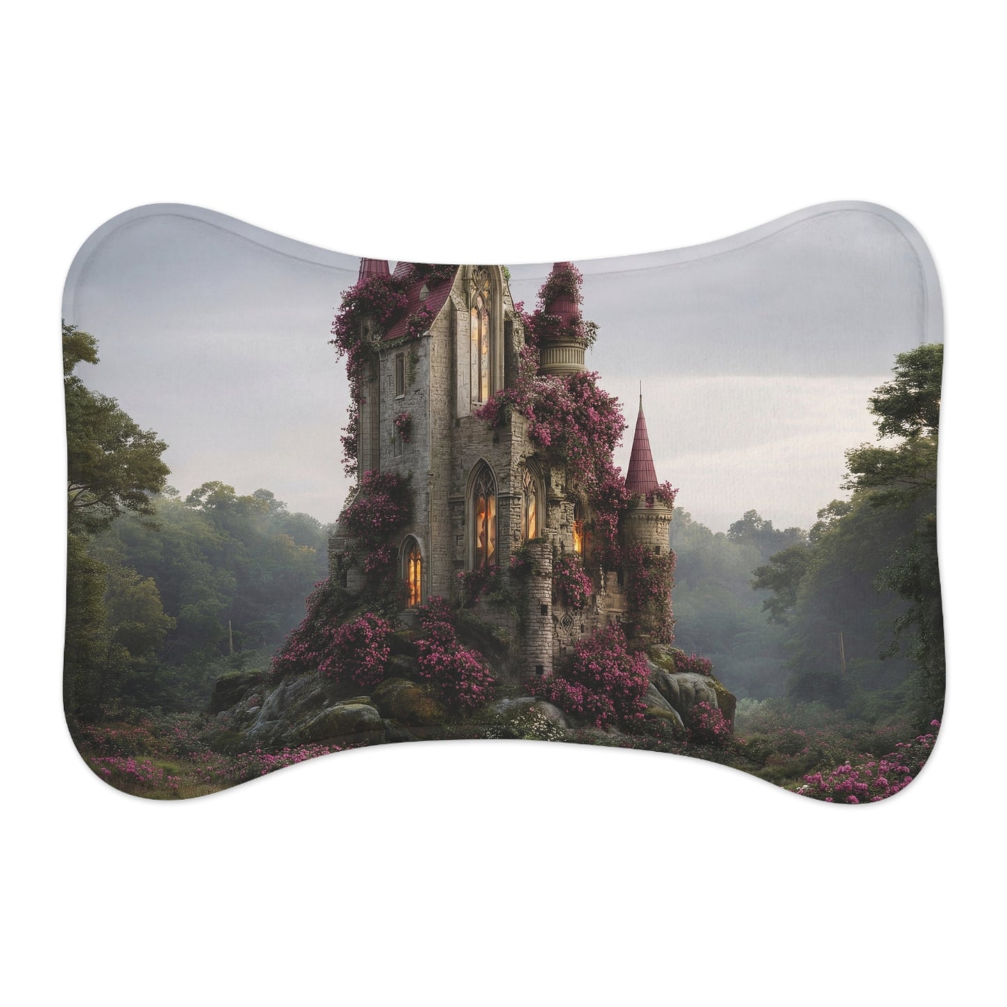 Rose-Clad Castle Pet Feeding Mats – Twilight Bloom Sanctuary