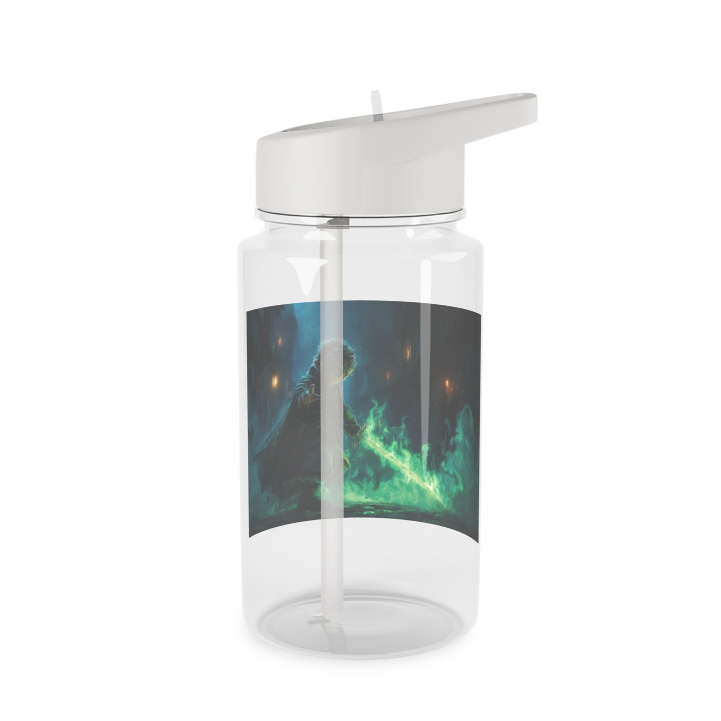 Steampunk Elf Sentinel Tritan Water Bottle – Emerald Flame Guardian