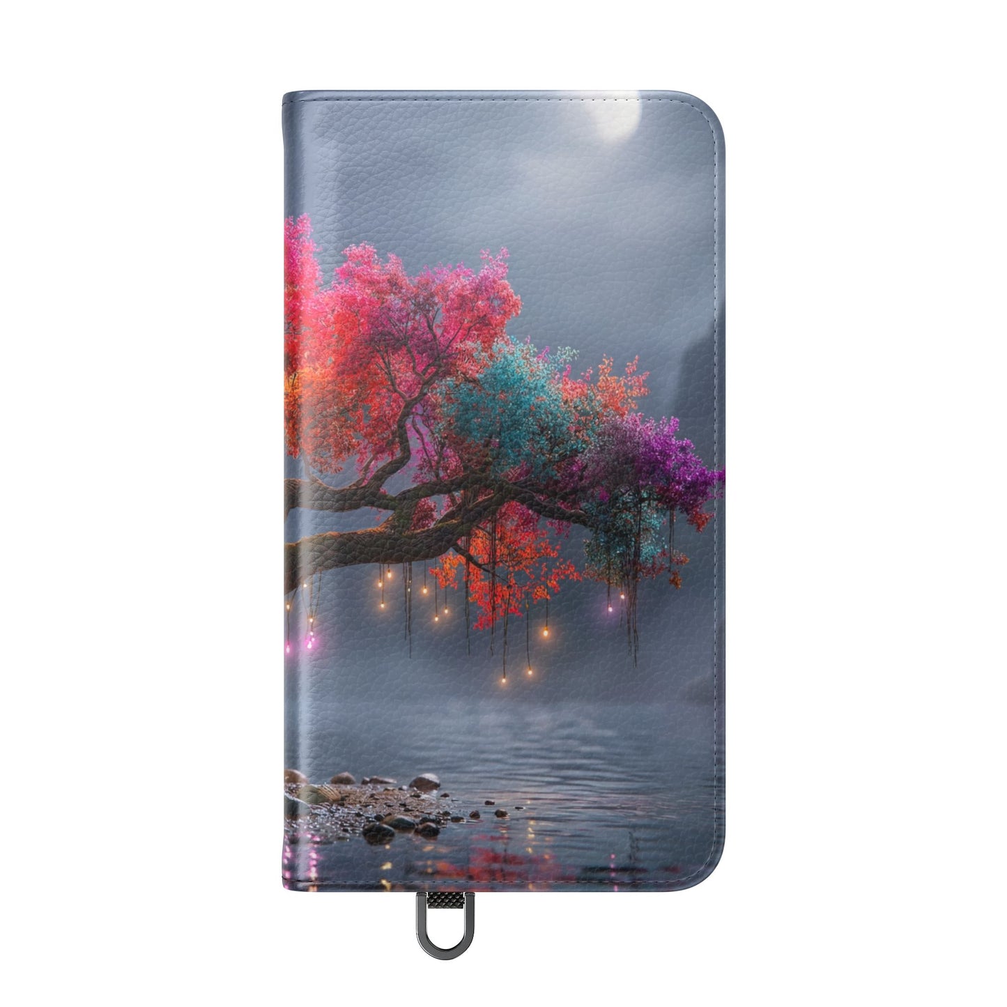 Chromatic Canopy Flip Cases – Rainbow Tree Moonlit Waterfall Scene