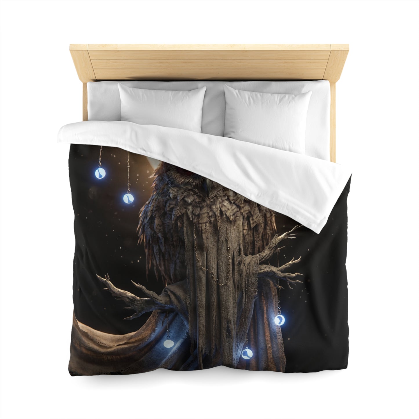 Moonlit Owl Sentinel Microfiber Duvet Cover – Watchful Wisdom Under Full Glow