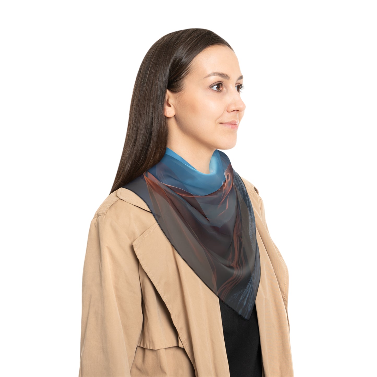 Lunar Meditation Poly Scarf – Crimson Monk’s Peaceful Glow