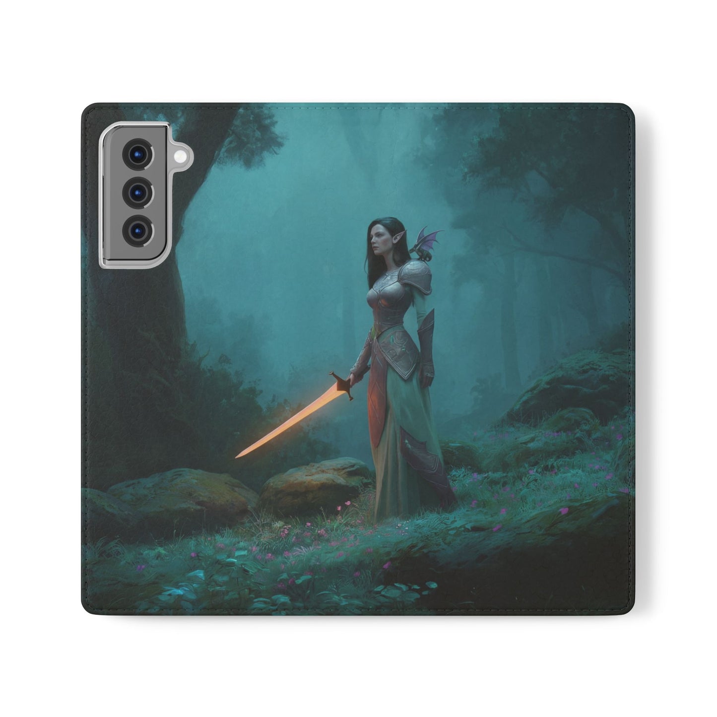 Forest Guardian Flip Cases – Elven Sentinel with Glowing Blade