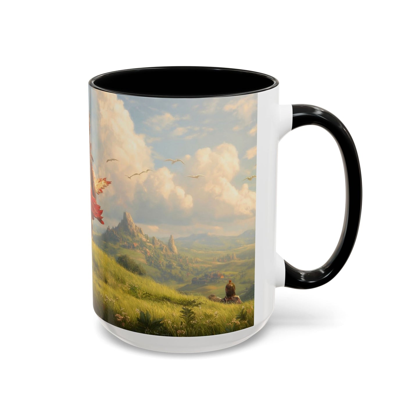Great Aerie Pathfinder Mug – Dawn’s Flight Over Verdant Hills