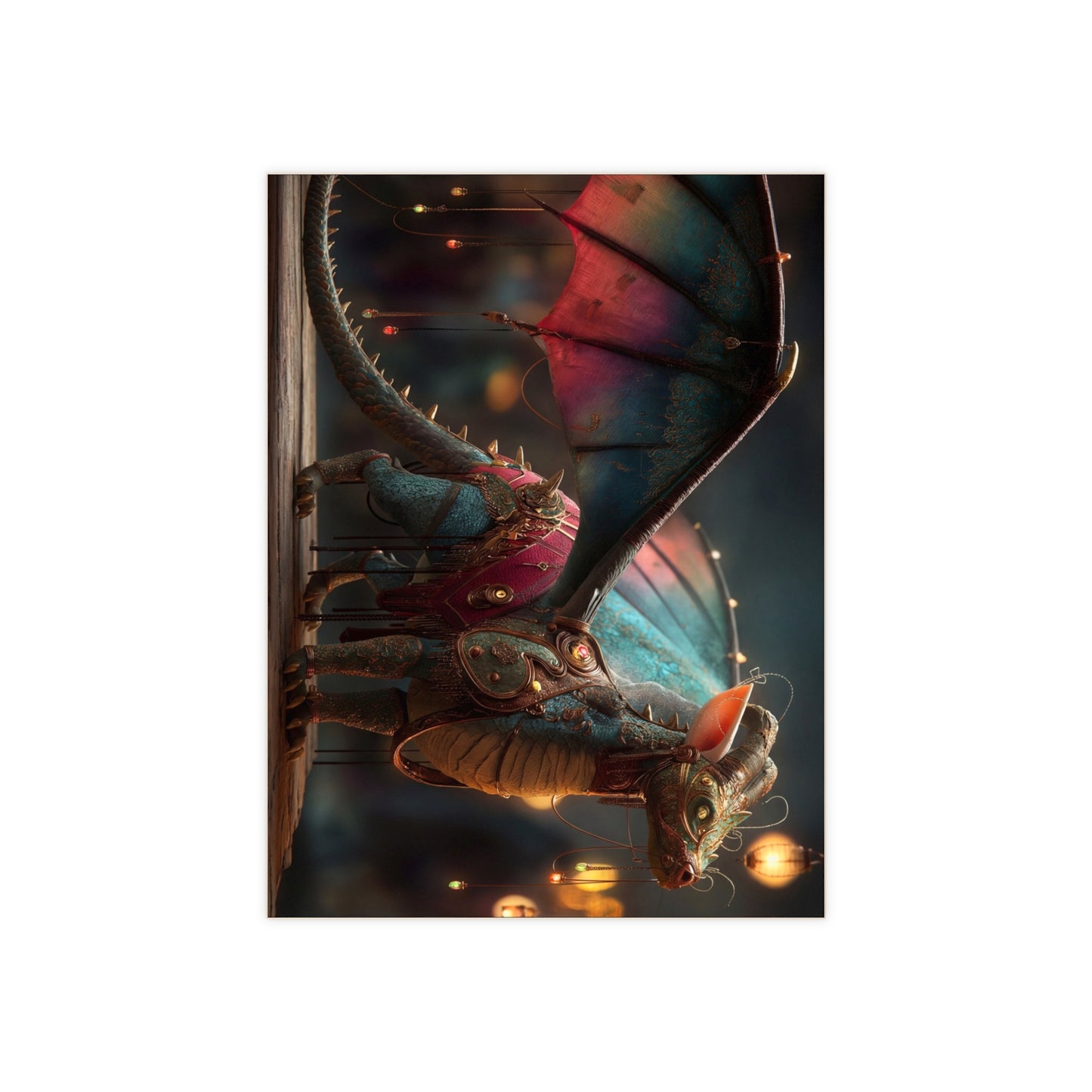 Regal Dragon with Rainbow Wings Ceramic Photo Tile – Evening Market Guardian