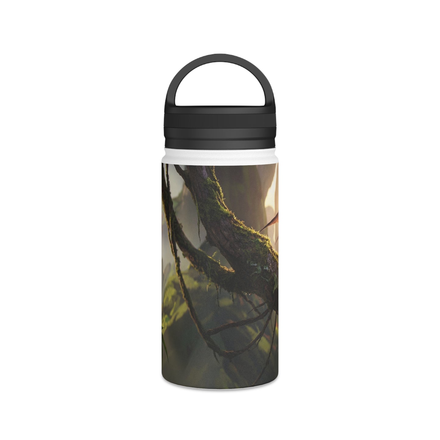 Winged Siamese Kittens Stainless Steel Water Bottle, Handle Lid – Morning Light in the Ancient Grove