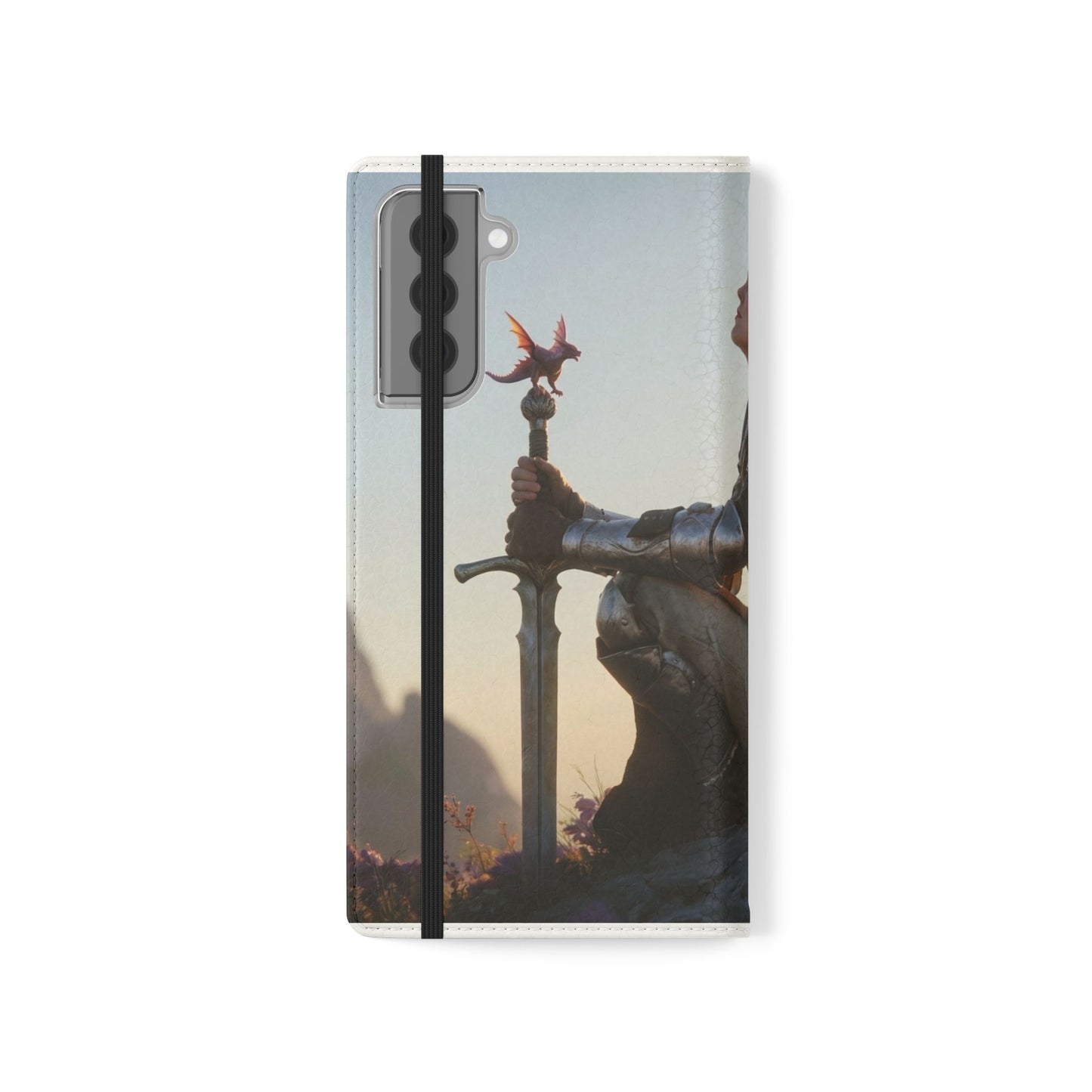 Dragon Knight Flip Cases – Sunlit Sentinel with Mini Drake and Sword