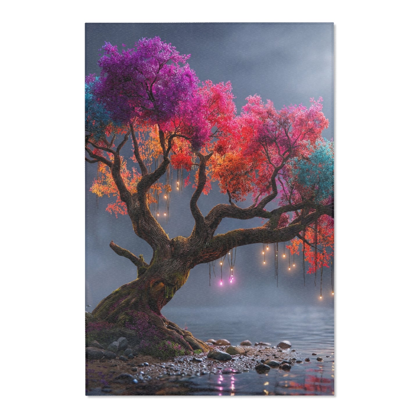 Chromatic Dream Tree Area Rugs – Moonlit Rainbow Canopy
