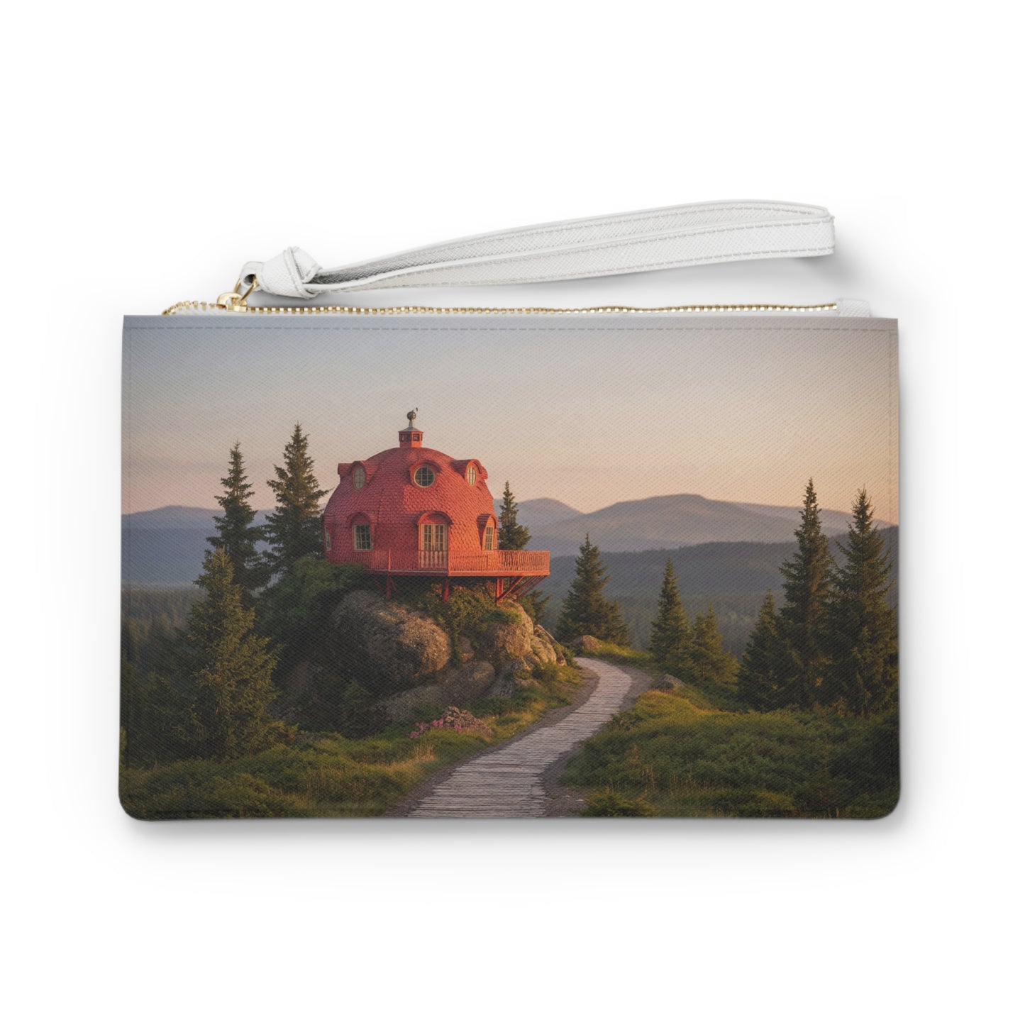 Crimson Sky House Clutch Bag – Alpine Sunset Sanctuary
