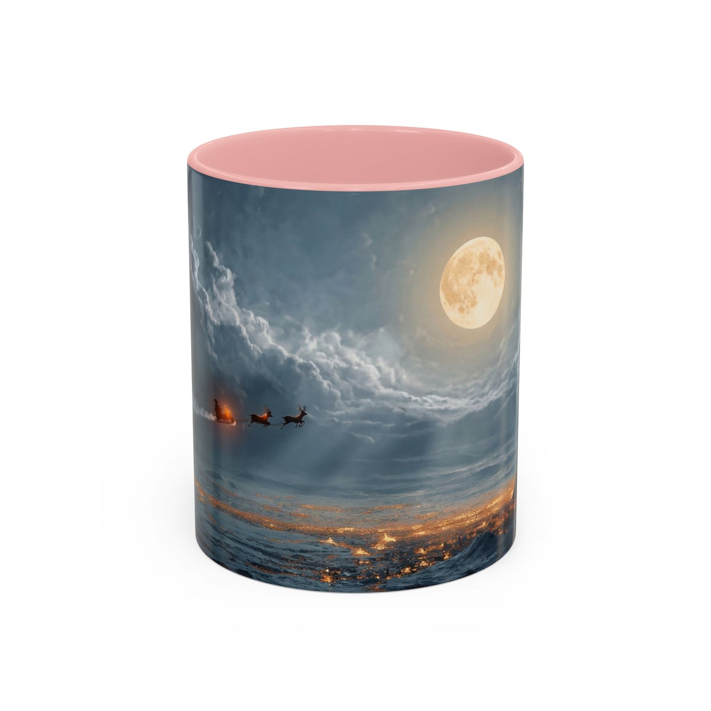 Midnight Sleigh Ride Accent Coffee Mug (11, 15oz) – Warm Glow Over Winter Town